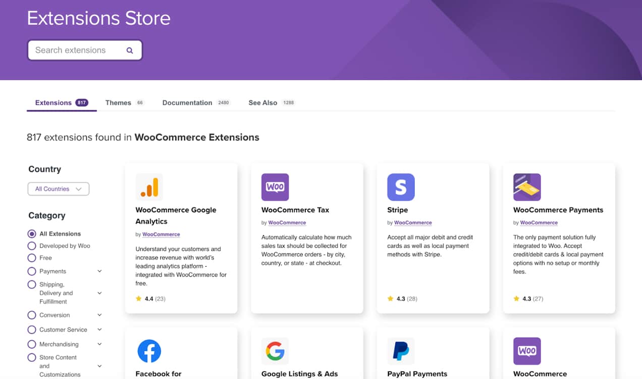 WooCommerce extension store
