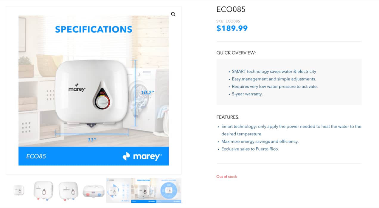 Marey product page design