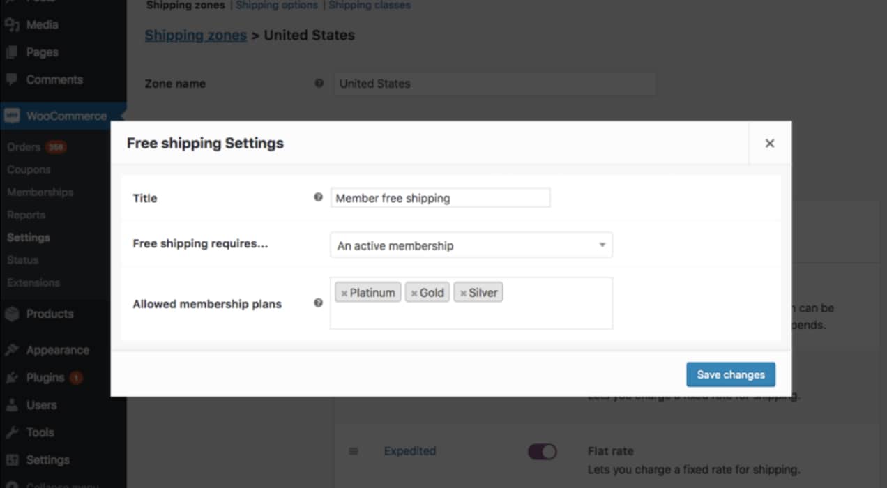 free shipping setting in WooCommerce