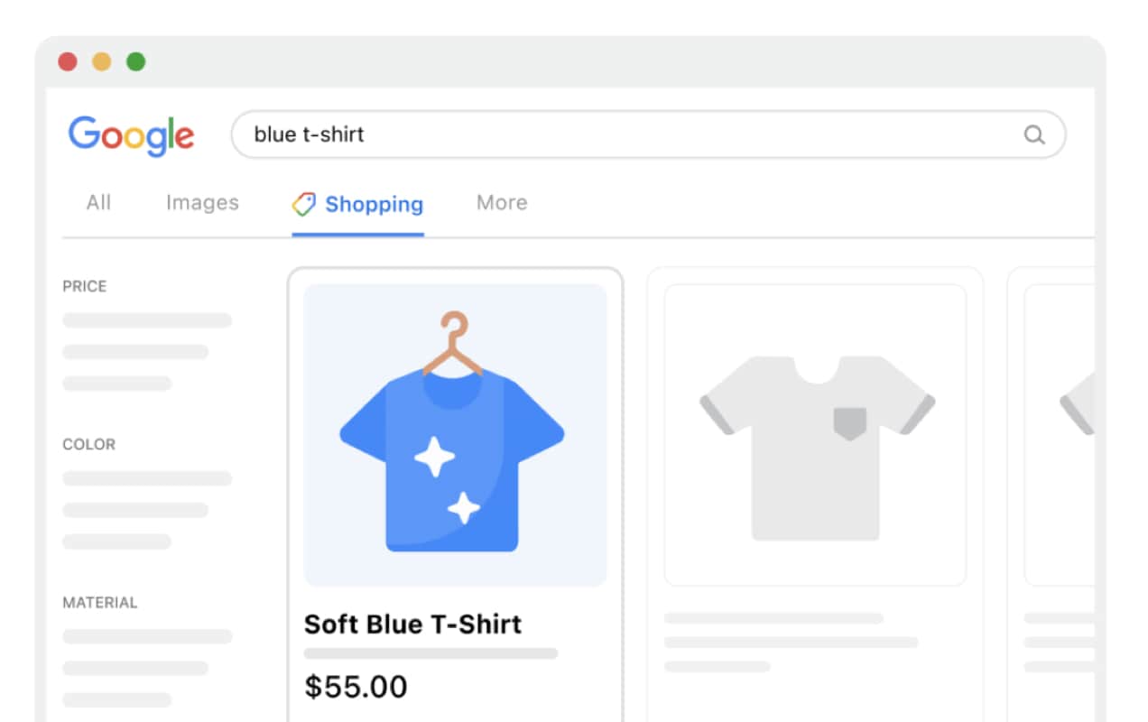 Google ad for a blue shirt