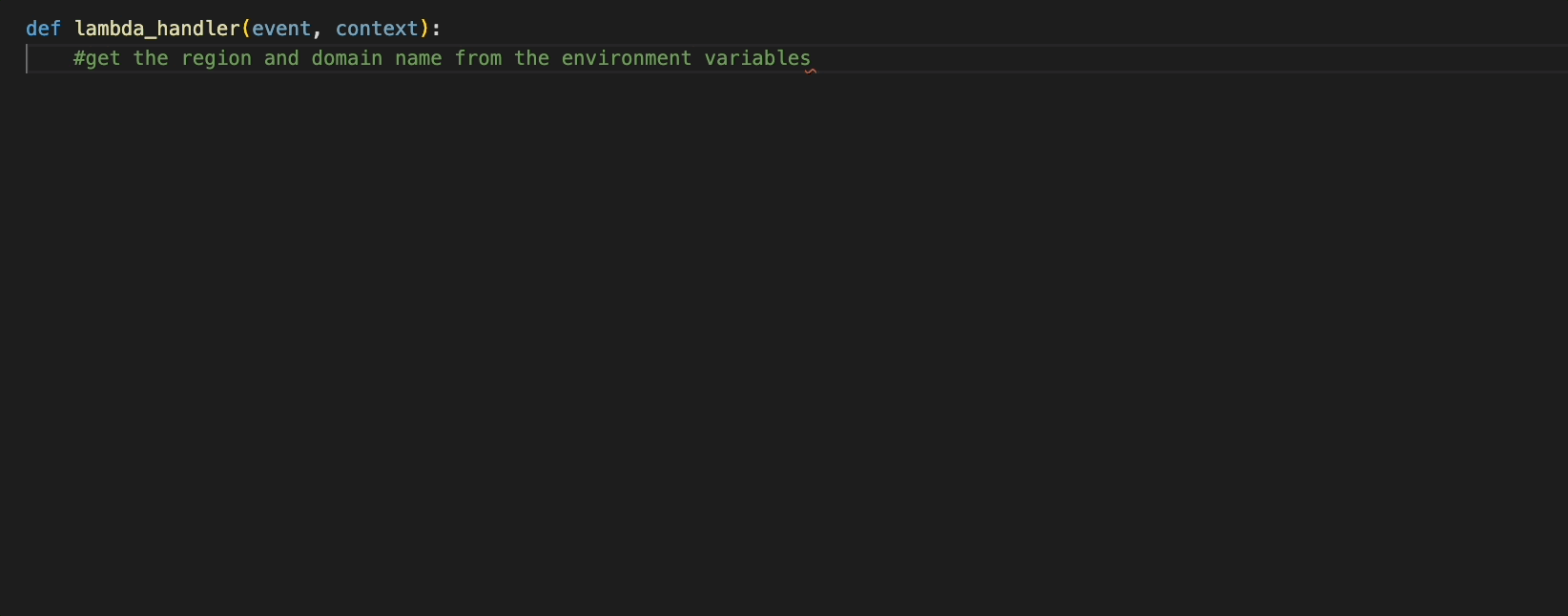 Code generated for an AWS Lambda function handler.