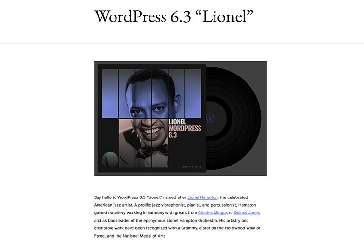 WordPress 6.3 “Lionel”