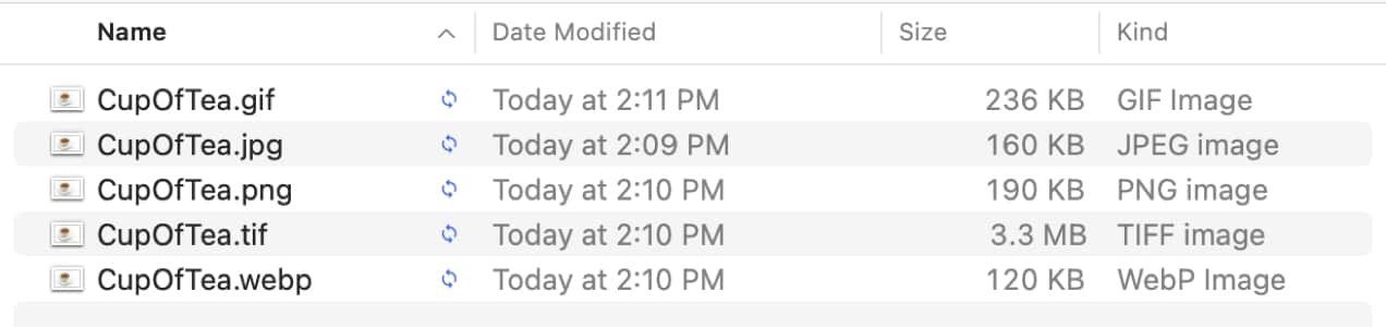 image sizes listed for GIF, JPG, PNG, TIF, and WEBP