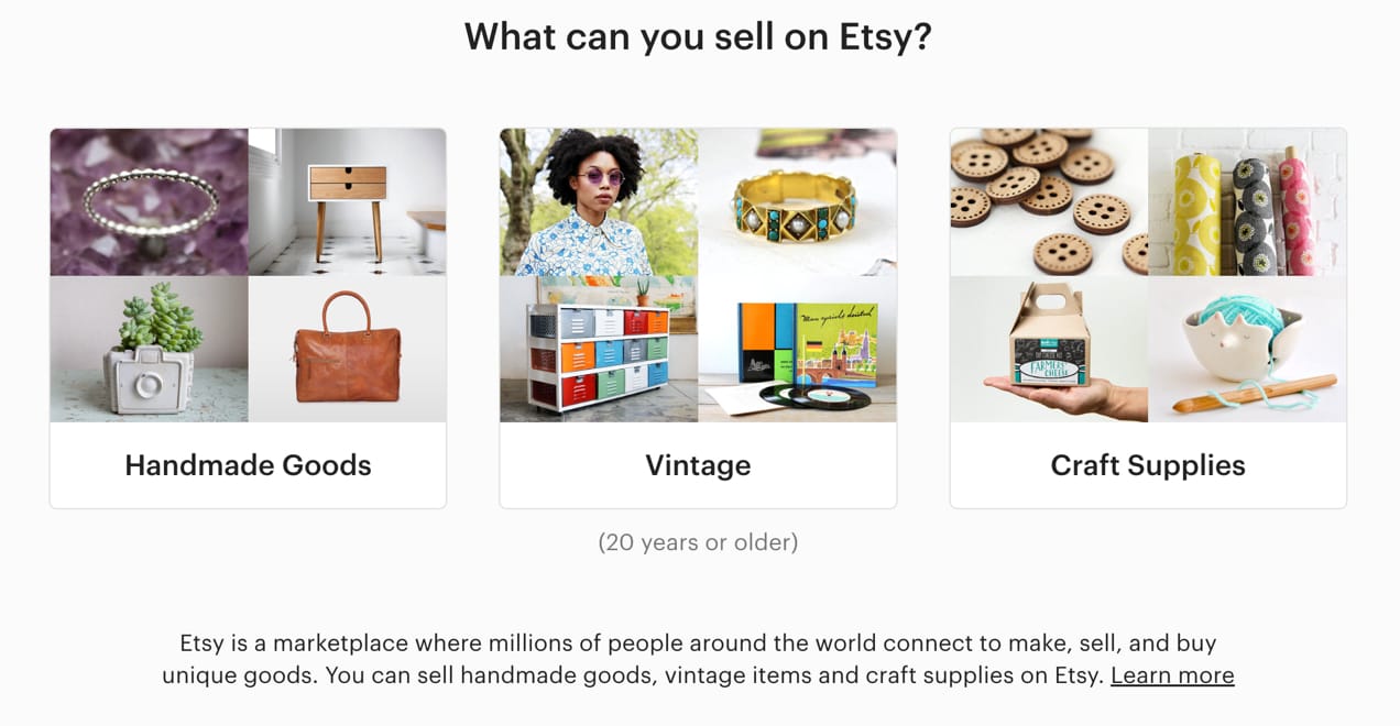 grid of product types that do well on Etsy