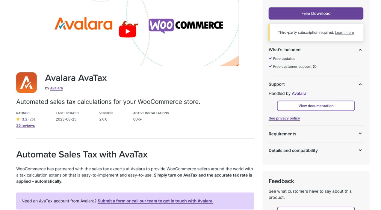 Avalara WooCommerce extension