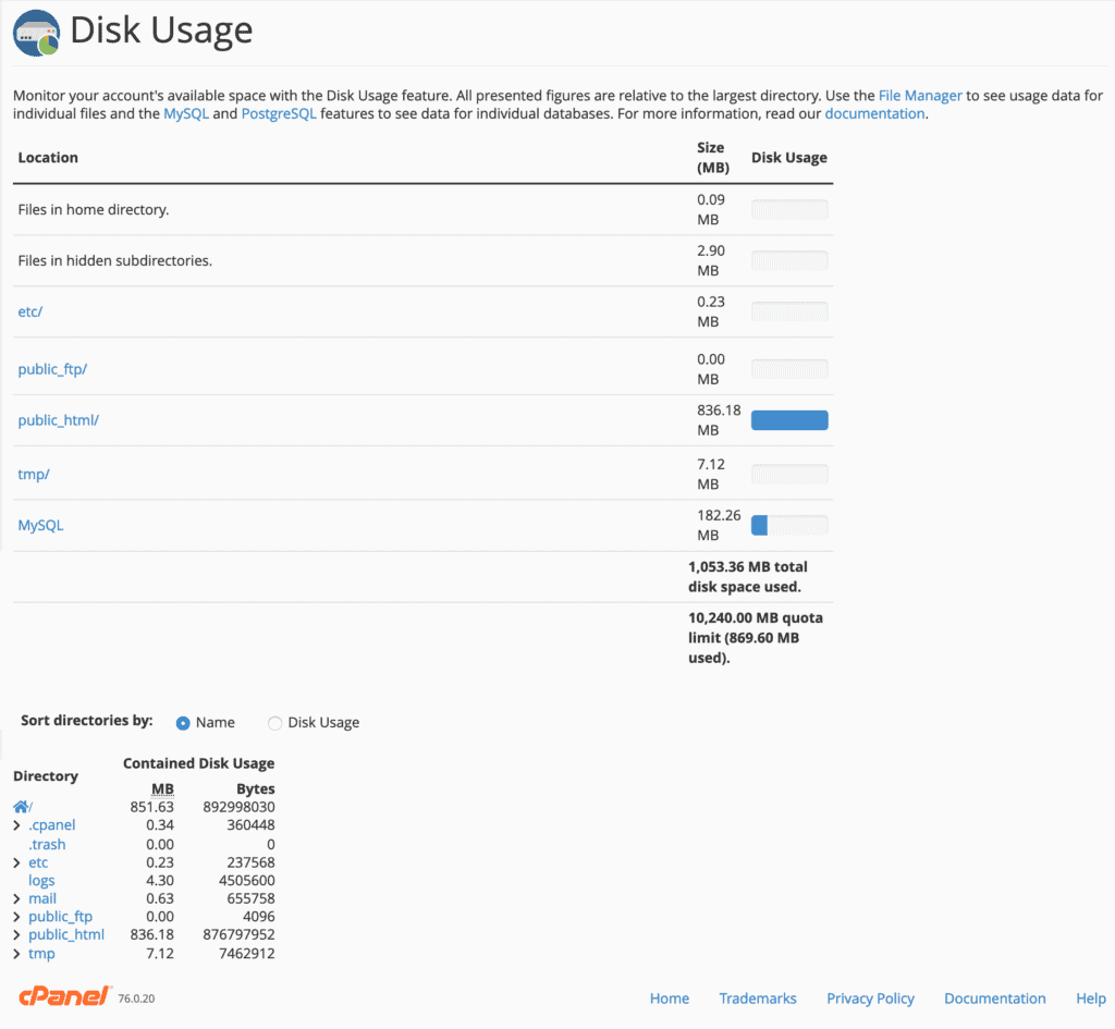 Disk Usage | BigCloudy
