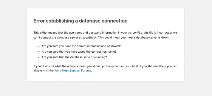 Database Connection Error | WordPress Errors