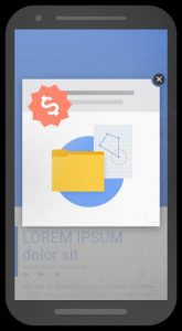 Screenshot of an illustration from Google of a mobile screen with a pop-up blocking the content.