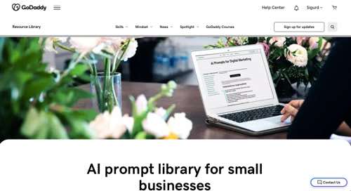 Web page for GoDaddy's Small Business AI Prompt Library