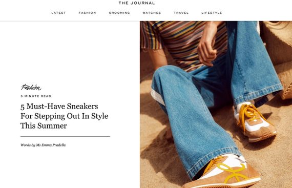 Screenshot of Mr. Porter's article on sneakers.