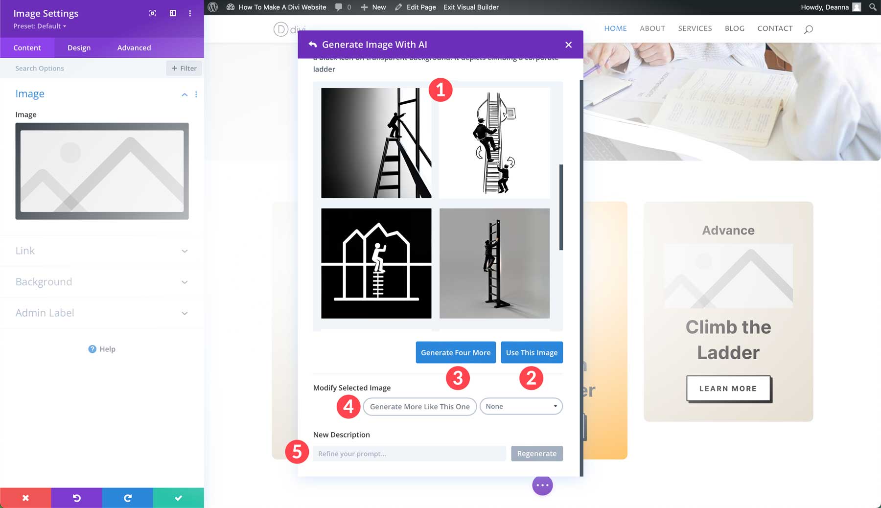 Divi Image AI options