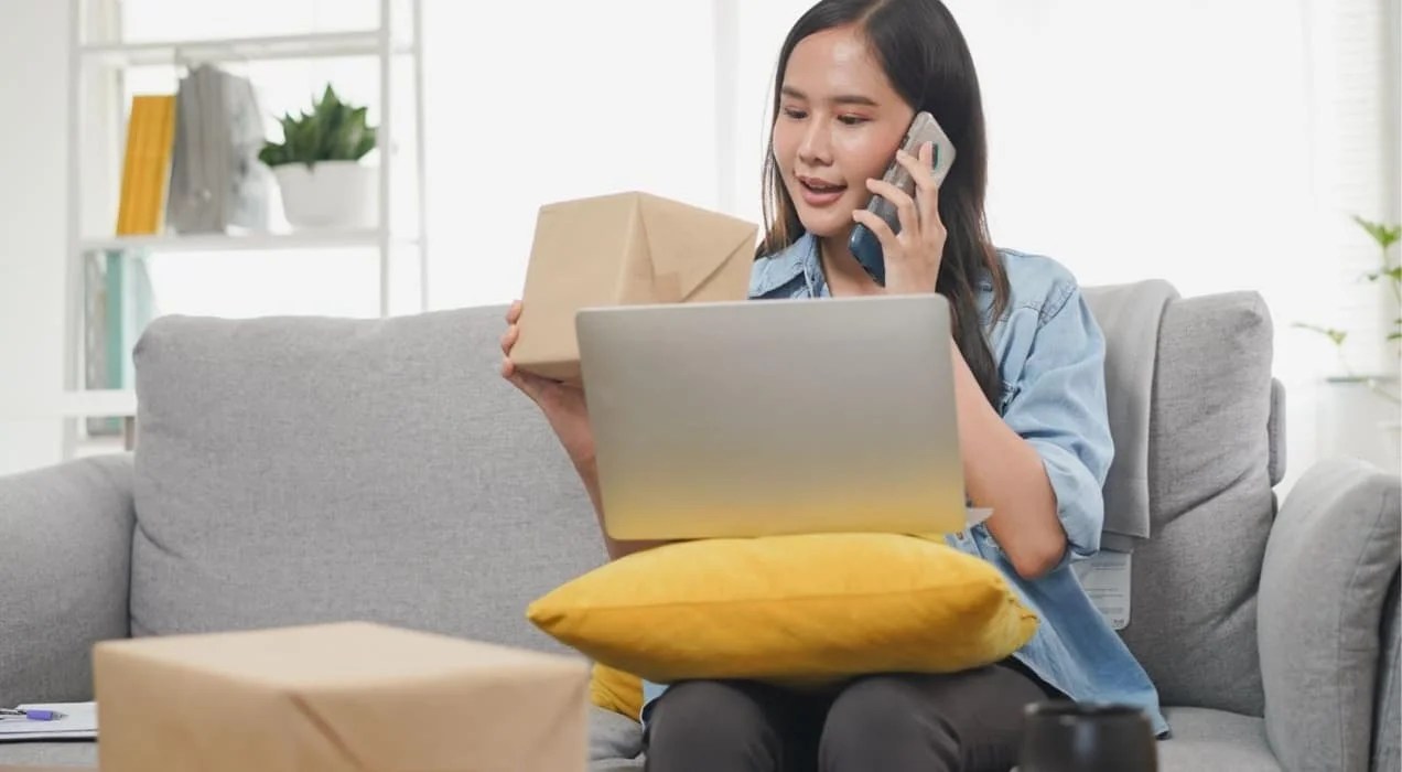 woman calling customer service