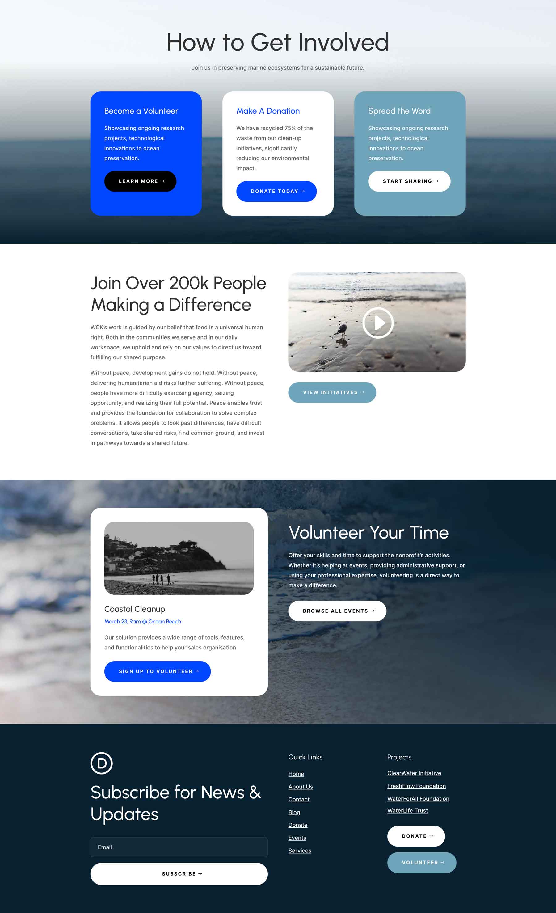 Water Non Profit Layout Pack for Divi