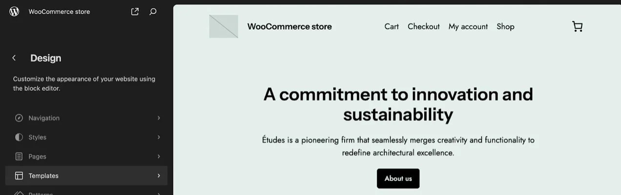 Appearance --> Editor –> Templates screen” class=”wp-image-18734003912241″ srcset=”https://best-webhosting.org/wp-content/uploads/2024/07/how-to-customize-a-woocommerce-product-page-full-guide-3.jpg 1272w, https://best-webhosting.org/wp-content/uploads/2024/07/how-to-customize-a-woocommerce-product-page-full-guide-3.jpg?resize=896,282 896w, https://best-webhosting.org/wp-content/uploads/2024/07/how-to-customize-a-woocommerce-product-page-full-guide-3.jpg?resize=768,242 768w, https://best-webhosting.org/wp-content/uploads/2024/07/how-to-customize-a-woocommerce-product-page-full-guide-3.jpg?resize=1200,377 1200w, https://best-webhosting.org/wp-content/uploads/2024/07/how-to-customize-a-woocommerce-product-page-full-guide-3.jpg?resize=300,94 300w, https://best-webhosting.org/wp-content/uploads/2024/07/how-to-customize-a-woocommerce-product-page-full-guide-3.jpg?resize=958,301 958w” sizes=”(max-width: 1272px) 100vw, 1272px”></figure>
<p>Scroll down to the <strong>WooCommerce</strong> section and select the <strong>Single Product</strong> template.</p>
<figure class=