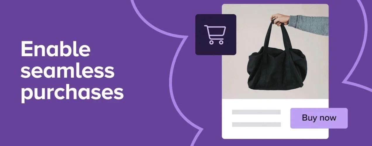 landing page that says "enable seamless purchases"