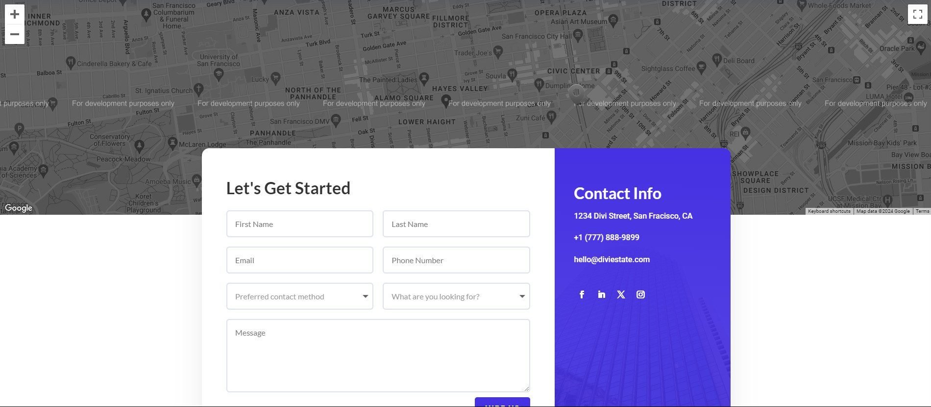 Divi Real Estate Layout Pack - Contact Page