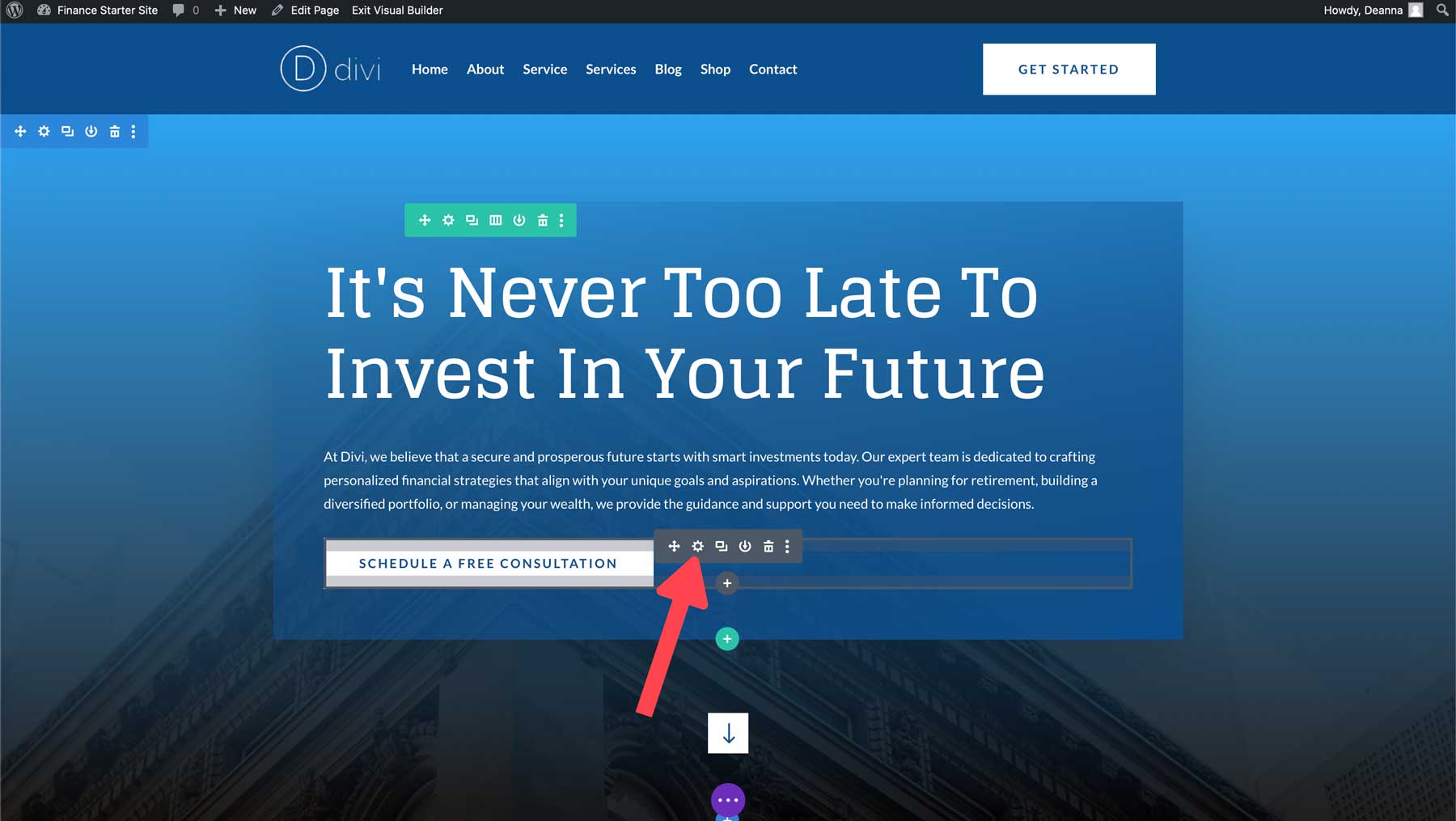 Finance starter site for Divi