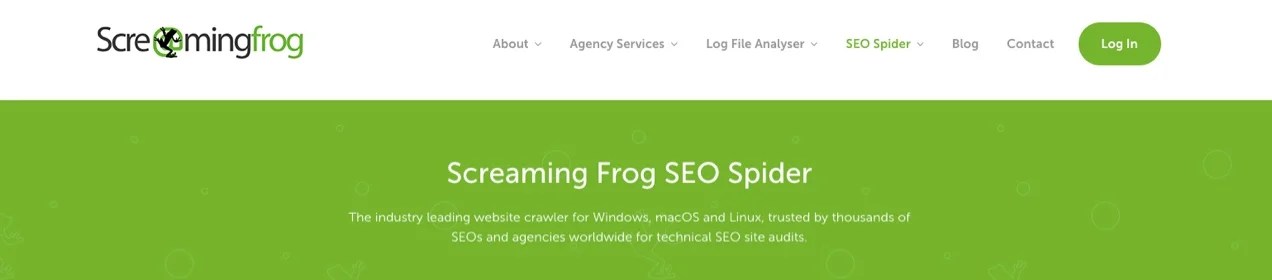 Screaming Frog homepage