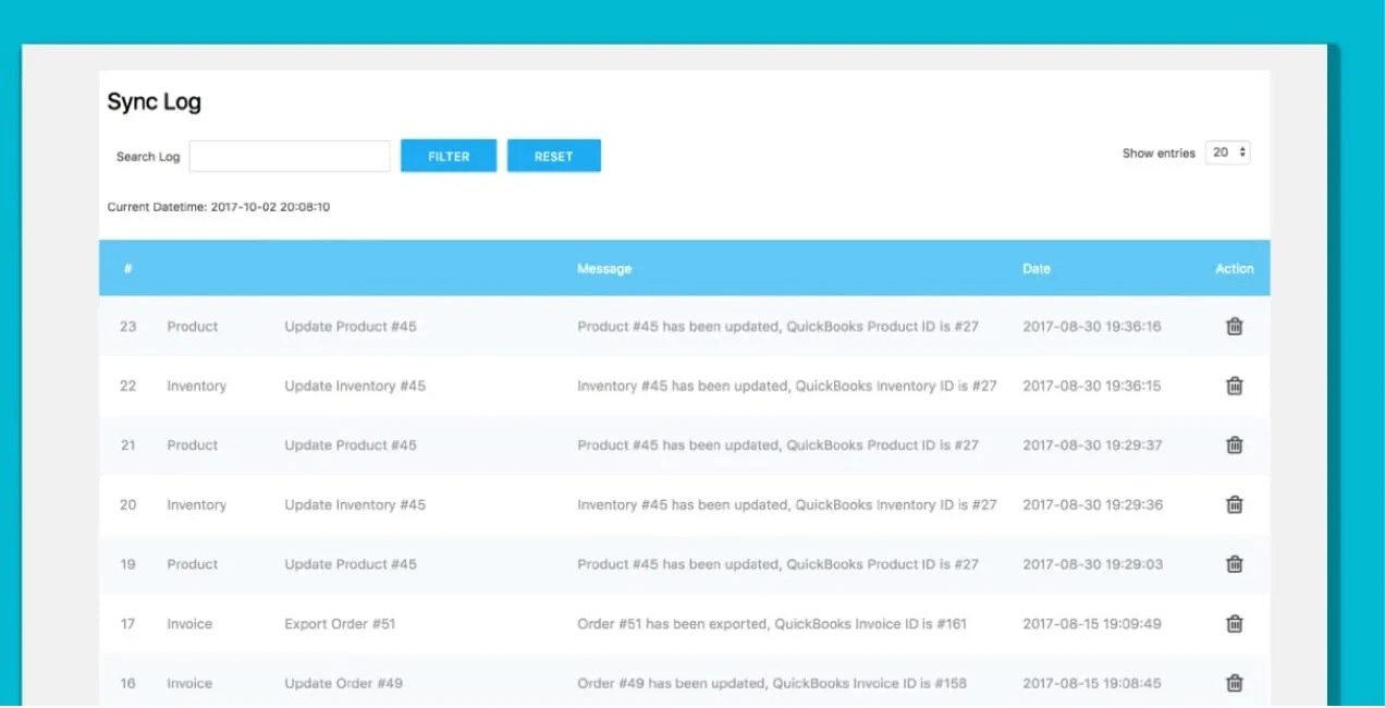 example sync log