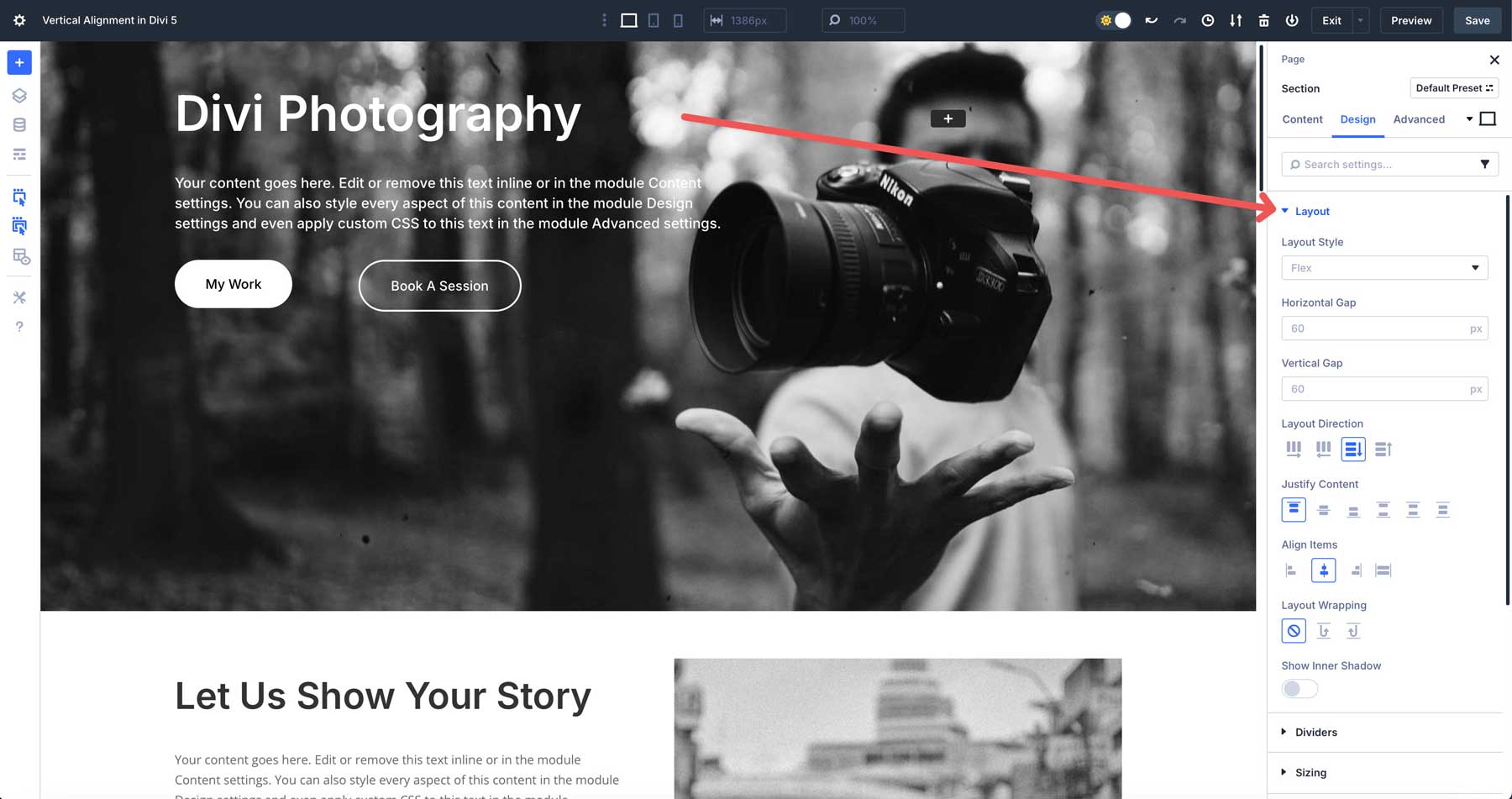 vertical alignment in Divi 5