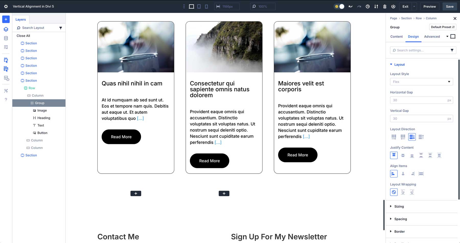vertical alignment in Divi 5