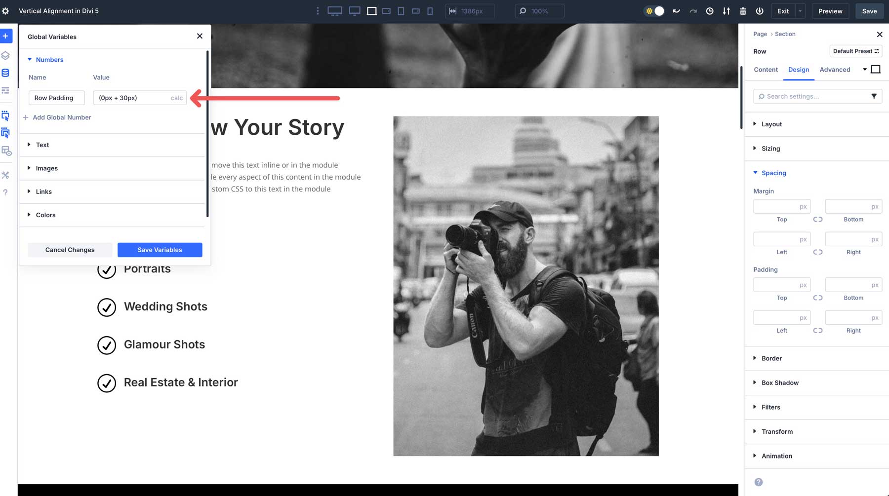 Design Variables in Divi 5
