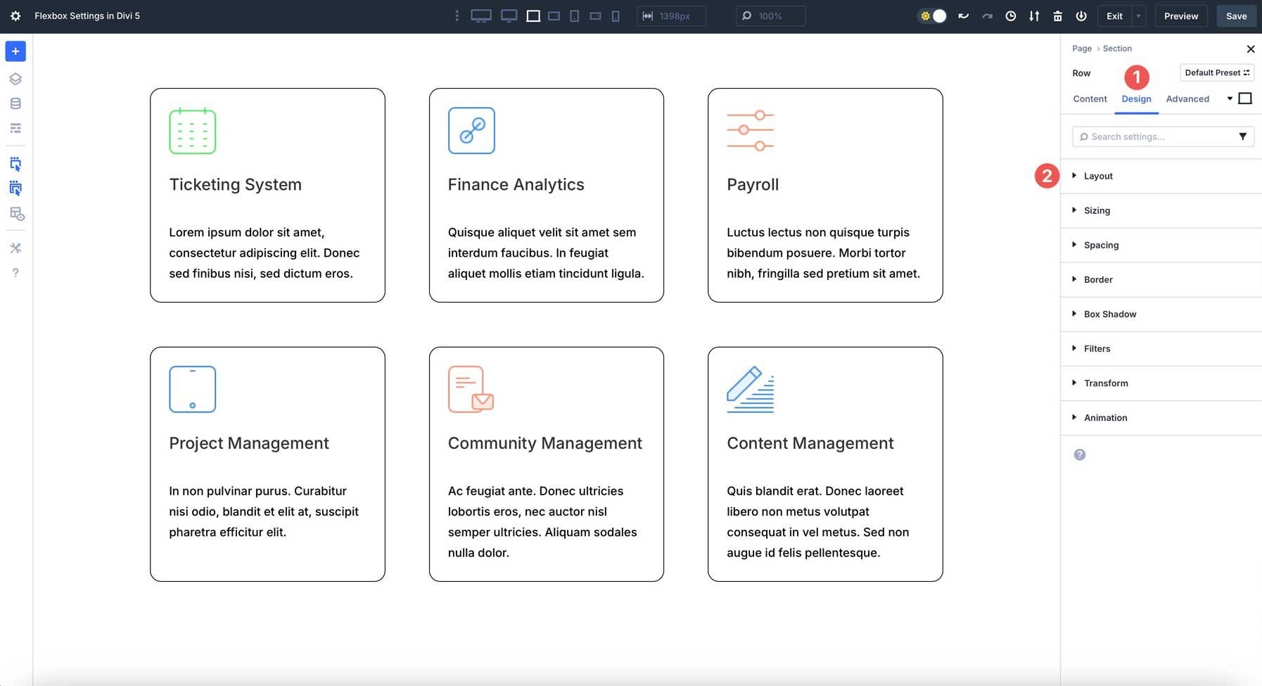 Flexbox settings In Divi 5