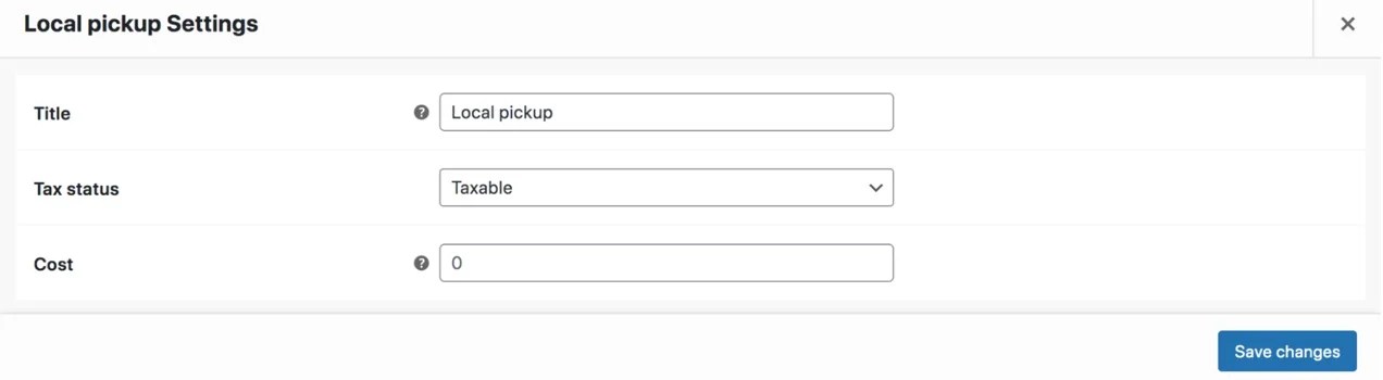 settings for local pickup
