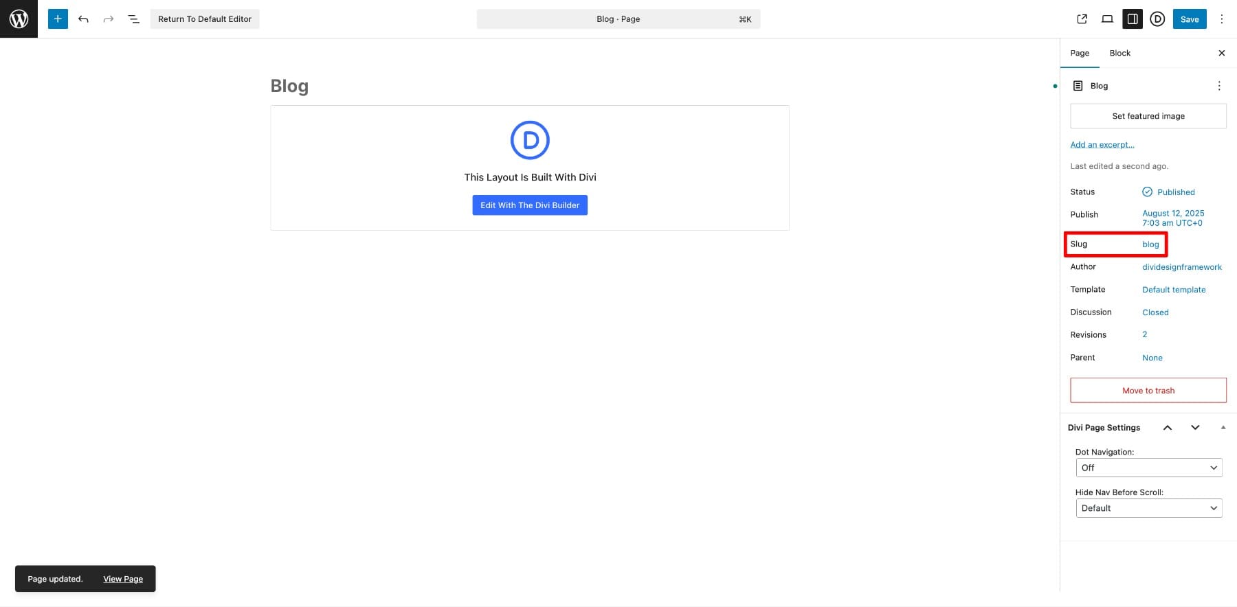 blog page on wordpress