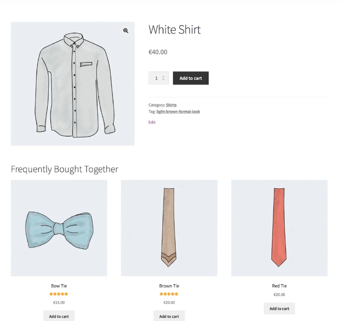 product page with a frequently bought together section