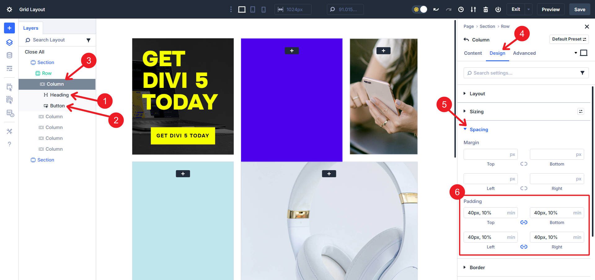 Adding Content and Spacing to Column 1