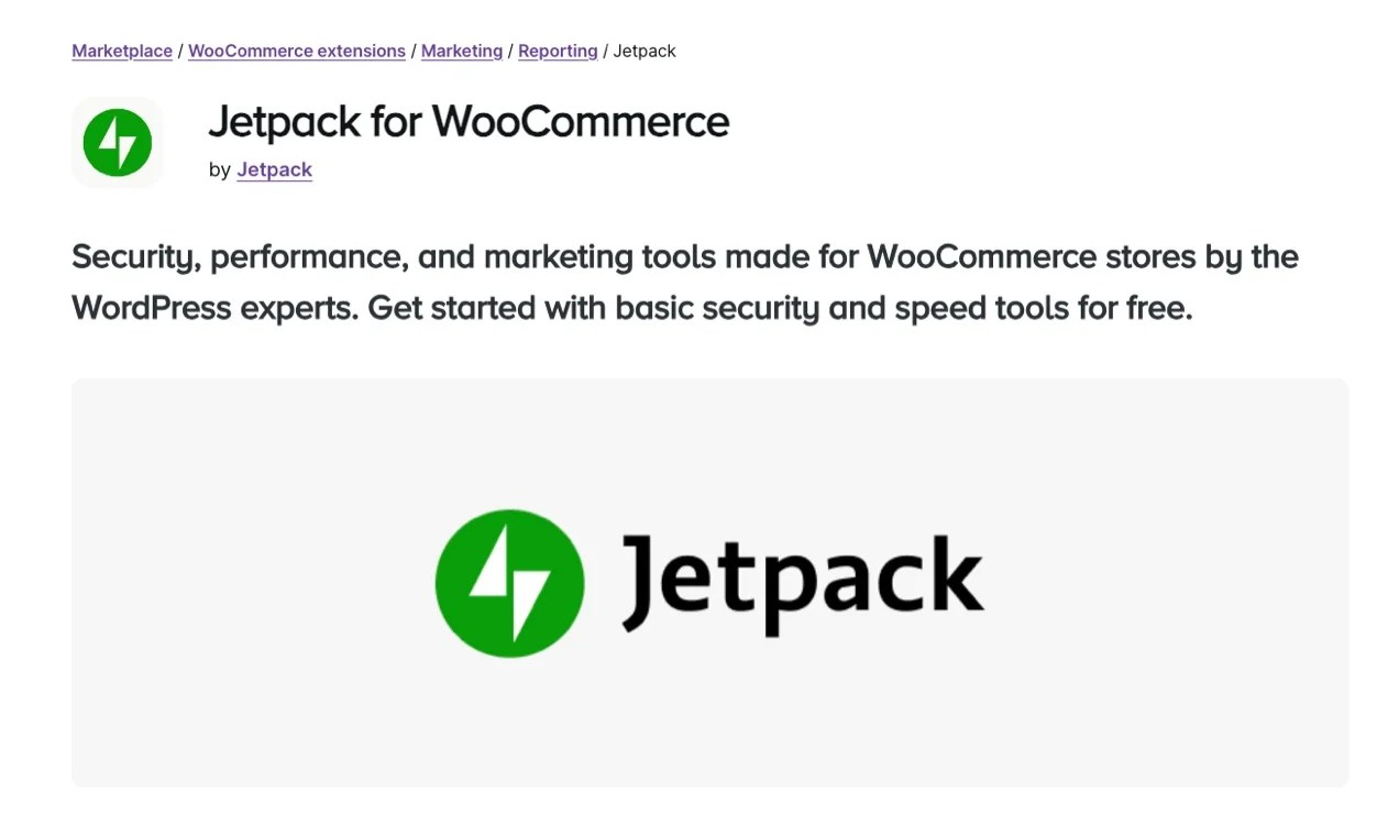 Jetpack for WooCommerce extension page