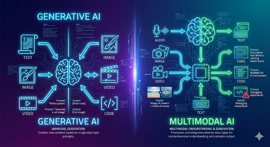 Generative AI vs Multimodal AI 2025: Understanding the Key Differences